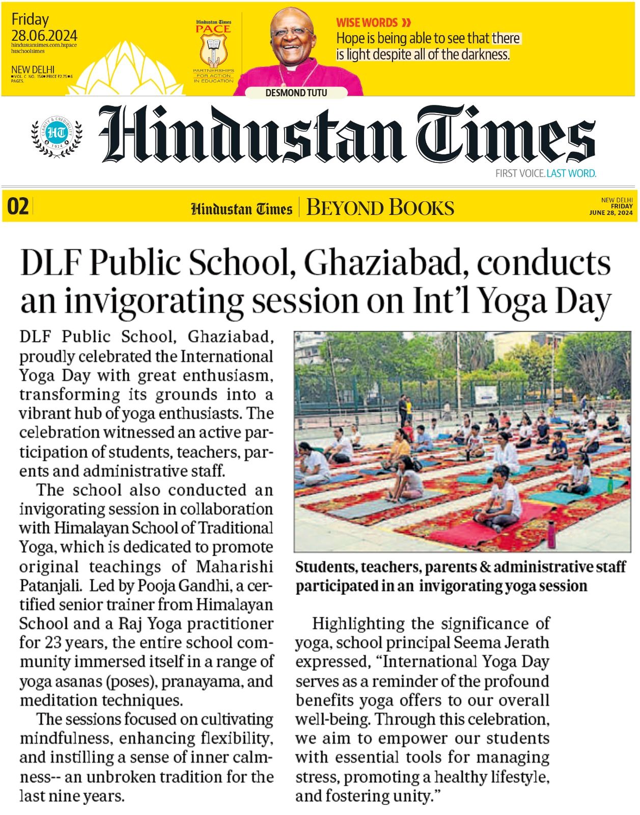  DLF Public School conducts an invigorating session on International Yoga Day